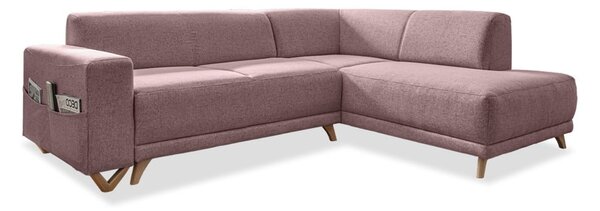 Ružová rozkladacia/s úložným priestorom rohová pohovka (pravý roh/do L) Classy Sophie – Miuform