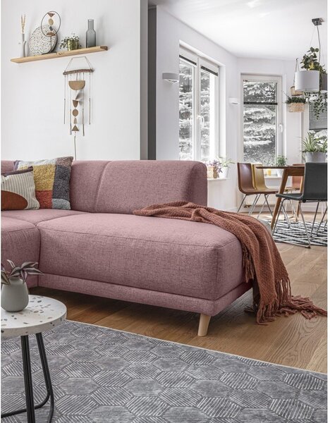 Ružová rozkladacia/s úložným priestorom rohová pohovka (pravý roh/do L) Classy Sophie – Miuform