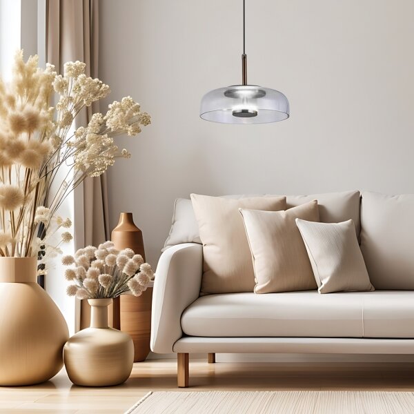 LED Luster na lanku VETRO LED/6W/230V pr. 23 cm šedá/čierna
