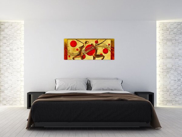 Abstraktný obraz s dvoma ženami (120x50 cm)