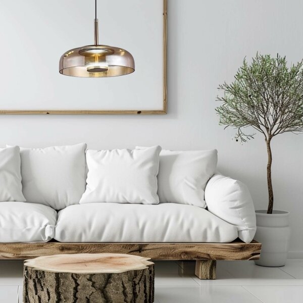 LED Luster na lanku VETRO LED/6W/230V pr. 23 cm béžová/čierna