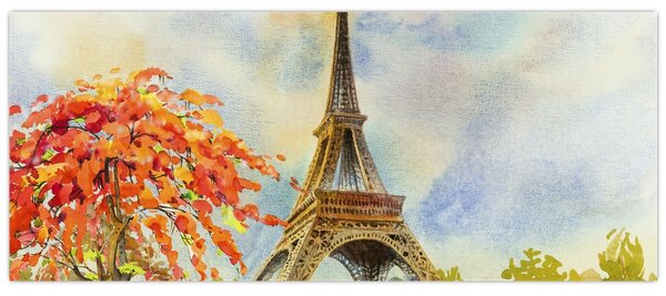 Maľovaný obraz Eiffelovej veže (120x50 cm)