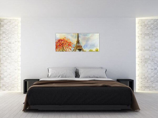 Maľovaný obraz Eiffelovej veže (120x50 cm)