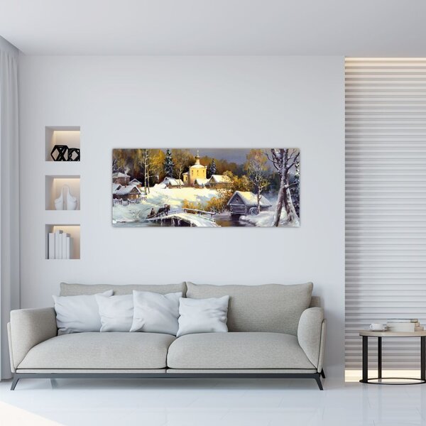 Obraz - Zimné mestečko (120x50 cm)