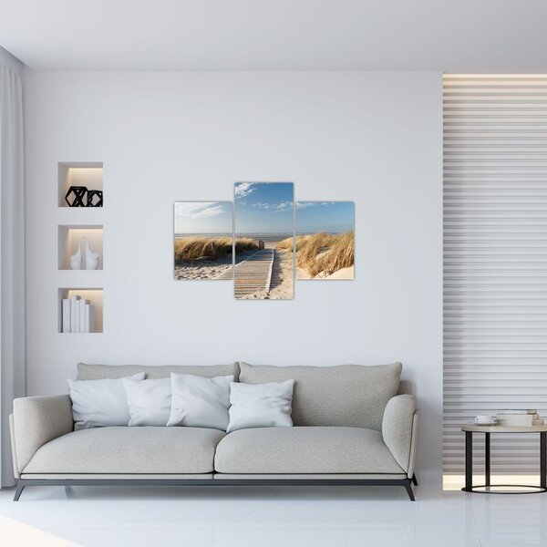 Obraz - Piesočná pláž na ostrove Langeoog, Nemecko (90x60 cm)