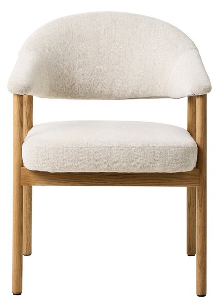 Krémovobiele jedálenské kreslá v súprave s podrúčkami 2 ks z dubového dreva Elk – Unique Furniture