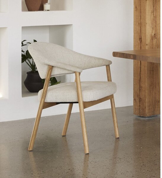 Krémovobiele jedálenské kreslá v súprave s podrúčkami 2 ks z dubového dreva Elk – Unique Furniture