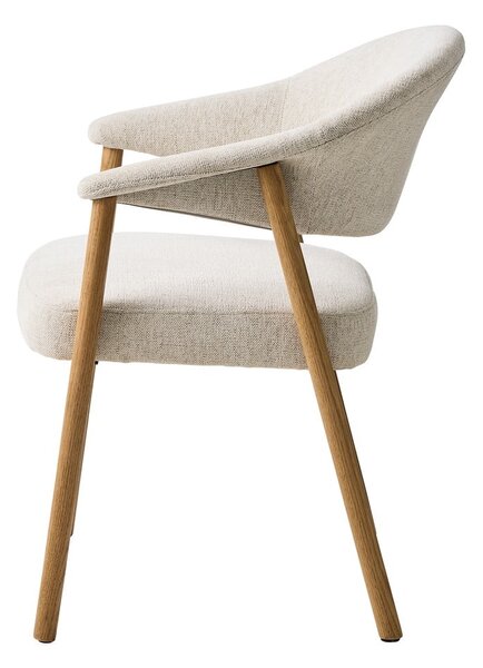 Krémovobiele jedálenské kreslá v súprave s podrúčkami 2 ks z dubového dreva Elk – Unique Furniture