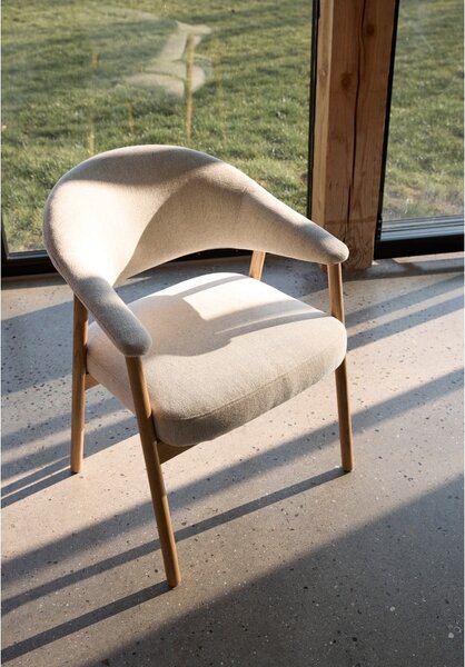 Krémovobiele jedálenské kreslá v súprave s podrúčkami 2 ks z dubového dreva Elk – Unique Furniture
