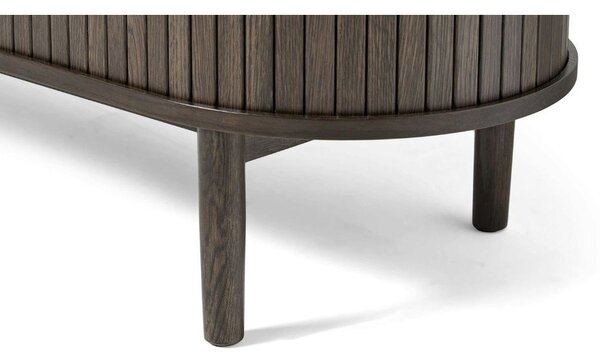Hnedá komoda v dekore duba s posuvnými dverami 140x76x45 cm Meta – Unique Furniture