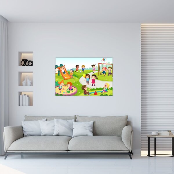 Obraz detských radovánok na pieskovisku (90x60 cm)