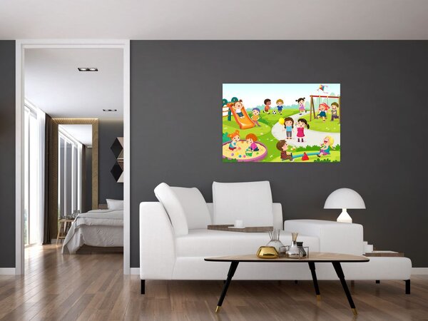 Obraz detských radovánok na pieskovisku (90x60 cm)