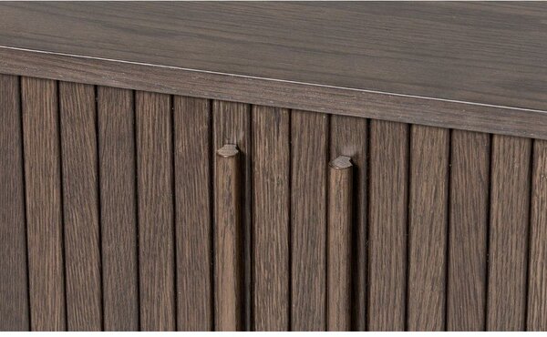 Hnedá komoda v dekore duba s posuvnými dverami 140x76x45 cm Meta – Unique Furniture