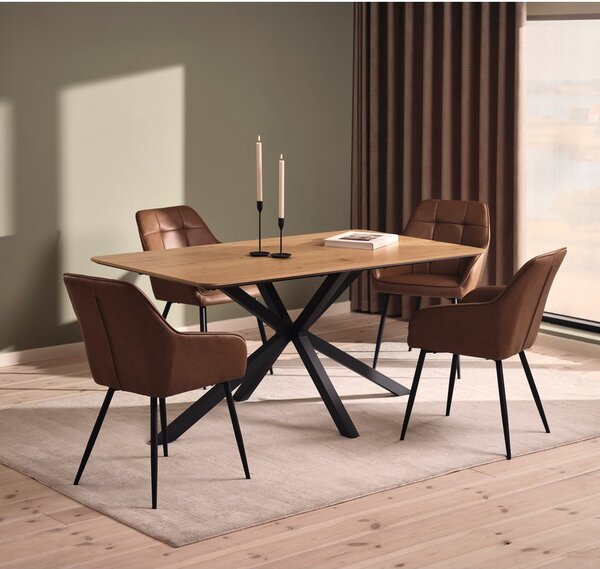 Hnedé čalúnené jedálenské kreslá v súprave s podrúčkami 2 ks Nolan Square – Unique Furniture
