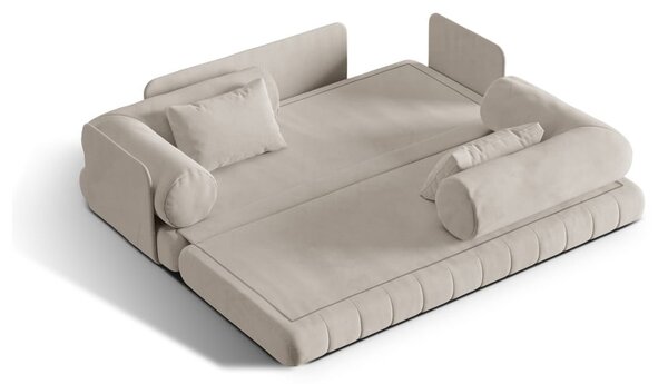 Béžová zamatová rozkladacia pohovka 206 cm Kemi – Cosmopolitan Design