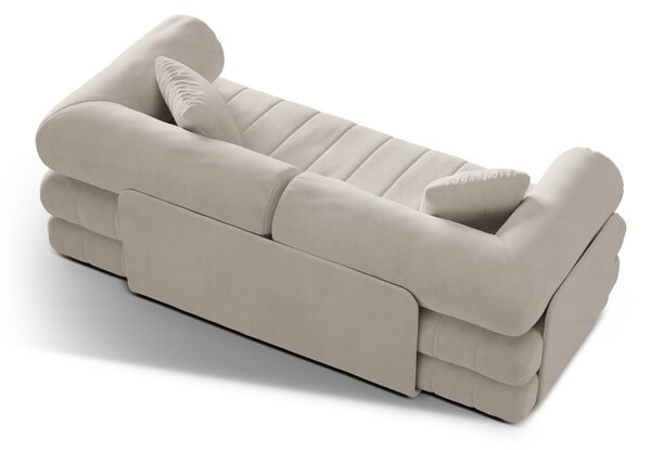 Béžová zamatová rozkladacia pohovka 206 cm Kemi – Cosmopolitan Design