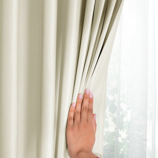 Krémovobiely zamatový dimout záves 140x245 cm Pleat – Restilo