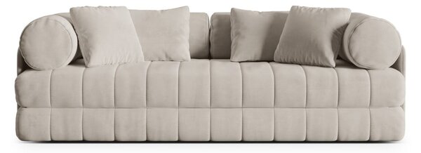 Béžová zamatová rozkladacia pohovka 206 cm Kemi – Cosmopolitan Design