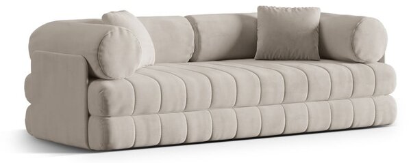 Béžová zamatová rozkladacia pohovka 206 cm Kemi – Cosmopolitan Design