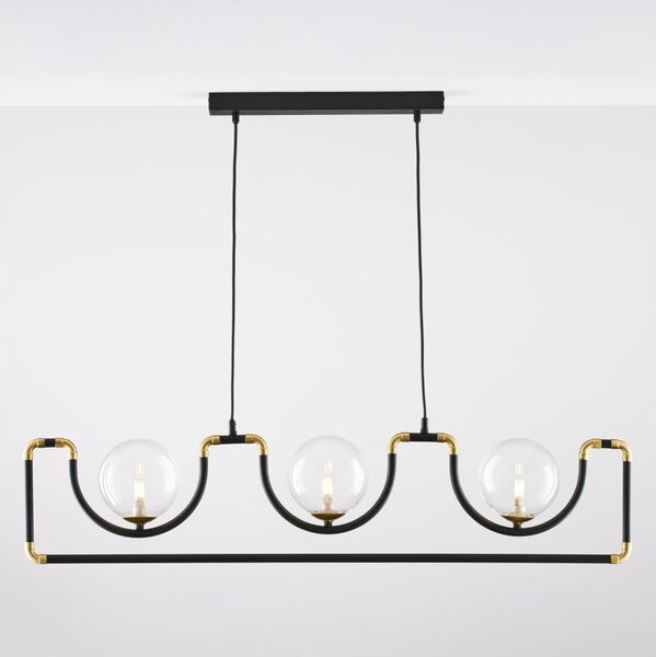 Jupiter 1990 - Luster na lanku HANZA 3xG9/10W/230V čierna/zlatá