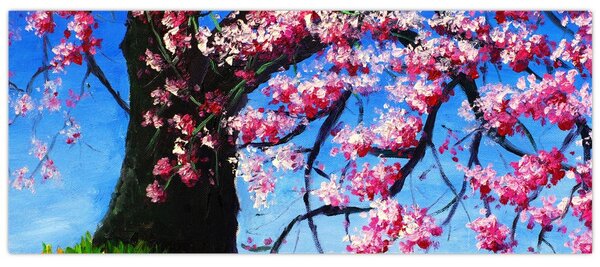 Obraz maľované rozkvitnuté čerešne (120x50 cm)