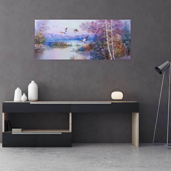Obraz - Prichádza jeseň, olejomaľba (120x50 cm)