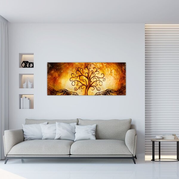 Prírodný abstraktný obraz stromu (120x50 cm)