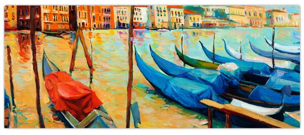 Obraz - Prístav v Benátkach (120x50 cm)