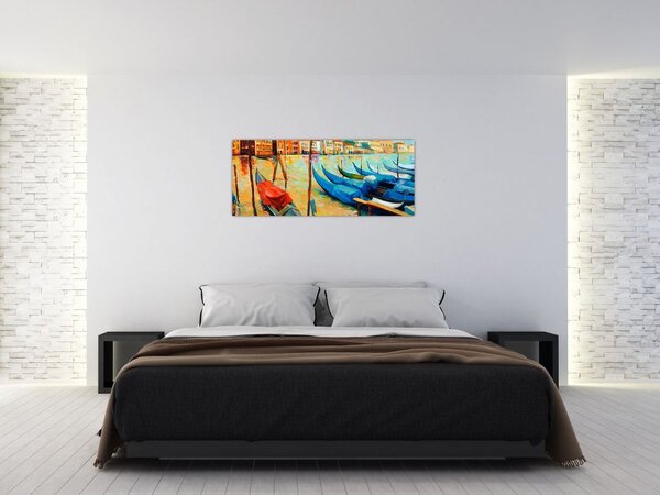 Obraz - Prístav v Benátkach (120x50 cm)