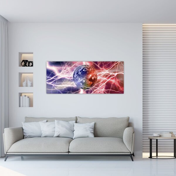 Obraz - Zemeguľa pod prúdom (120x50 cm)