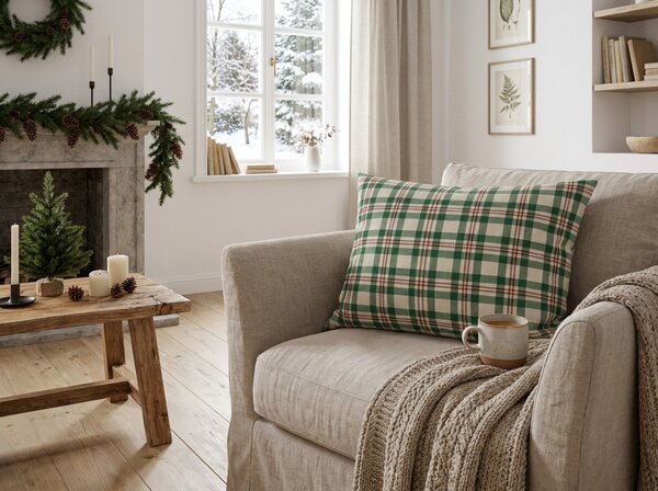Bavlnená obliečka na vankúš WINTER PLAID 50x70 cm, farebný