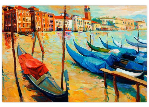 Obraz - Prístav v Benátkach (90x60 cm)