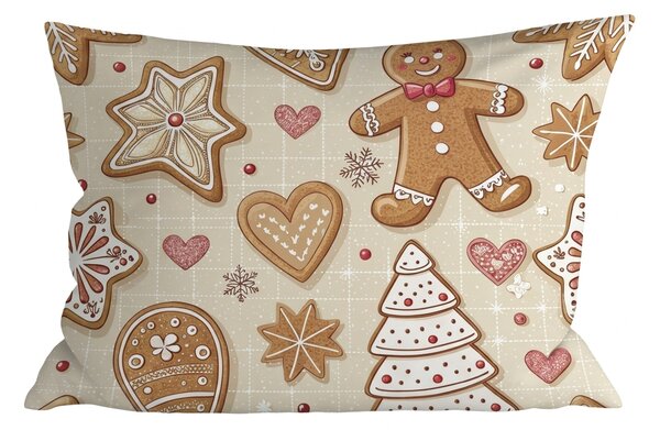Bavlnená obliečka na vankúš GINGERBREAD JOY 50x70 cm, béžová