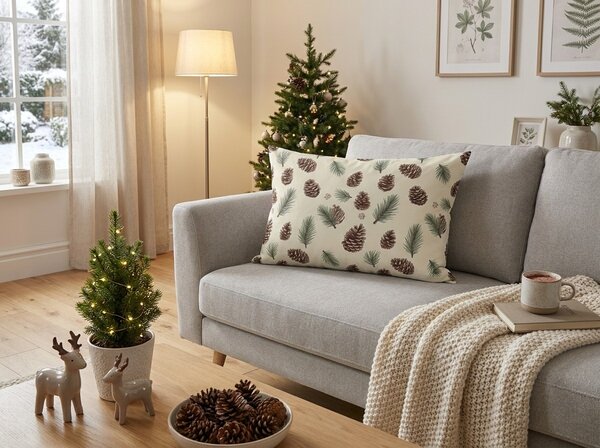 Bavlnená obliečka na vankúš PINE CONES 50x70 cm, farebný