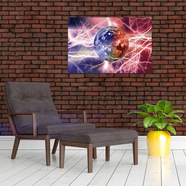 Obraz - Zemeguľa pod prúdom (90x60 cm)