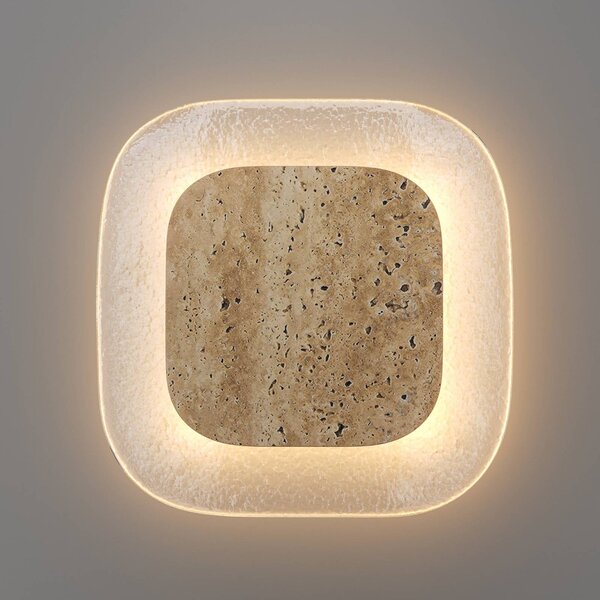 Maytoni LED nástenné svetlo Tavo, výška 25 cm, béžová, kameň/sklo, 2700 K, Krémová / jantárovo žltá, Obývacia izba / jedáleň, Sklo, Moderný, Nástenné svietidlo