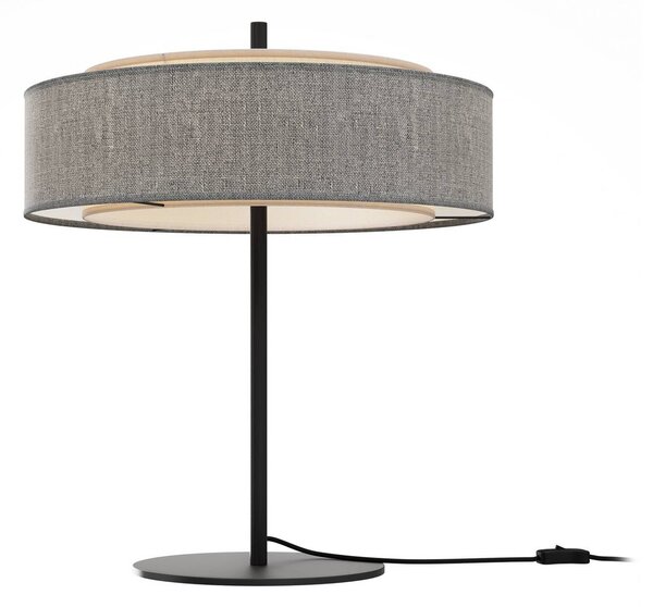 Maytoni Stojacia lampa Bergamo, sivá/čierna, textil, výška 39 cm, E14, Hliník / sivá / zinok, Obývacia izba / jedáleň, Textil / látka / hodváb, Škandinávsky, Stojacie svietidlo