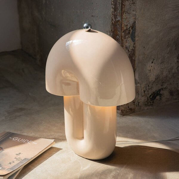 Maytoni Stolová LED lampa Hope, béžová, keramika, výška 35 cm, 3000 K, Krémová / jantárovo žltá, Obývacia izba / jedáleň, Keramický, Škandinávsky, Stojacie svietidlo