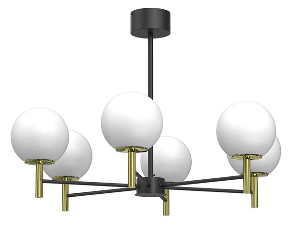 Luster na tyči AWINION 6xE27/15W/230V biela/zlatá/čierna