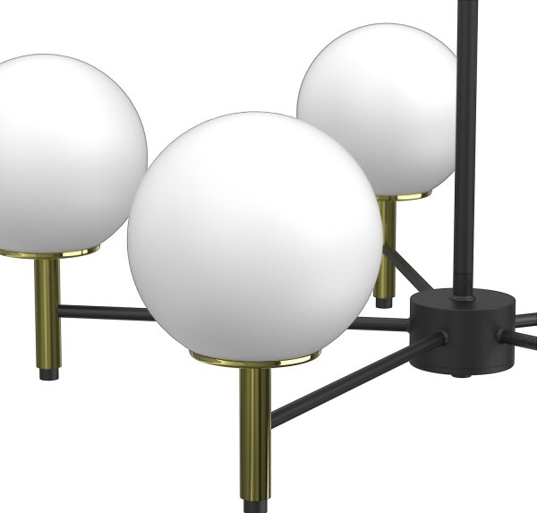 Luster na tyči AWINION 6xE27/15W/230V biela/zlatá/čierna