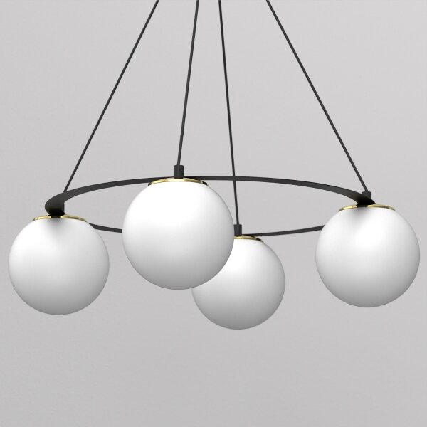 Luster na lanku BALLO 4xE27/15W/230V čierna/biela