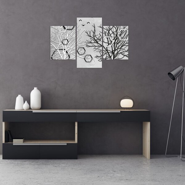 Abstraktný obraz so stromami (90x60 cm)