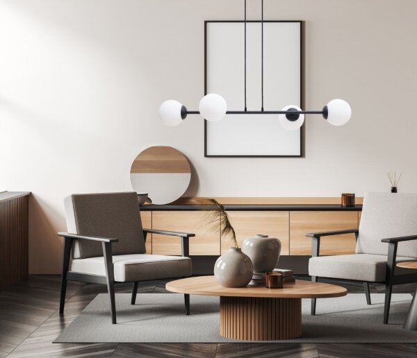 Luster na lanku FIRA 4xE27/60W/230V čierna