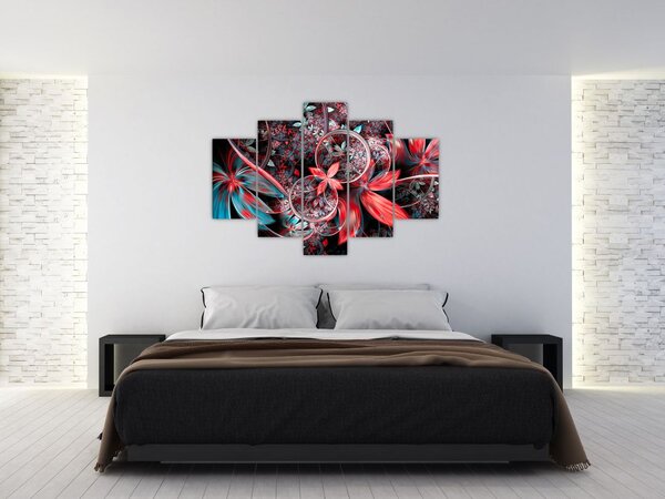 Abstraktný obraz exotických kvetov (150x105 cm)