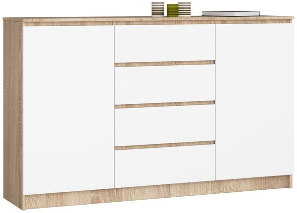 Ak furniture Komoda Tove K 160 cm dub sonoma/biela