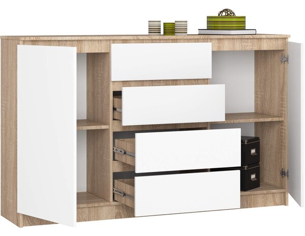 Ak furniture Komoda Tove K 160 cm dub sonoma/biela