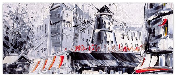 Obraz - Ulica v Paríži, olejomaľba (120x50 cm)