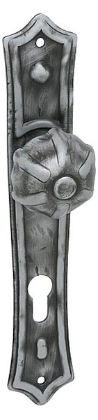 Dverové kovanie MP LR - AGAVE (KOVANÁ ŠEDÁ), kľučka-kľučka, Otvor na cylindrickú vložku PZ, MP KOVANÉ, 90 mm