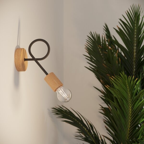 Sollux SL.1476 - Nástenná lampa EMBER 1xE27/15W/230V čierna/béžová/buk