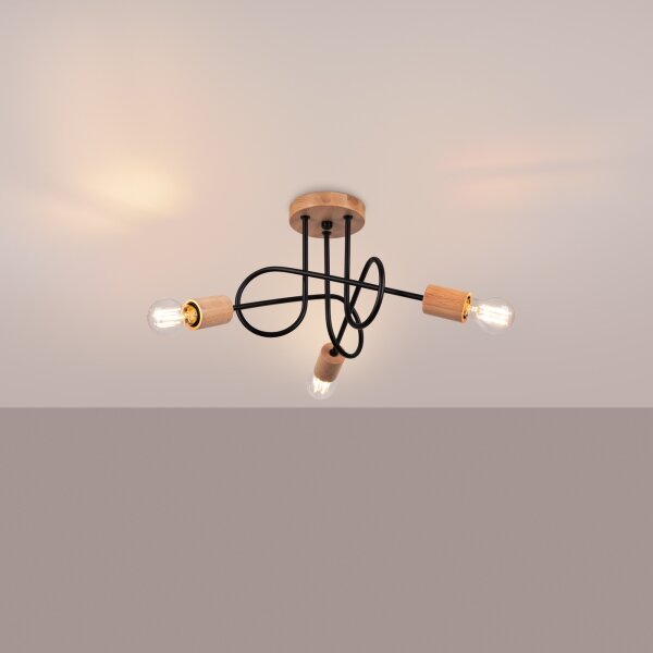 Sollux SL.1477 - Prisadený luster EMBER 3xE27/15W/230V čierna/béžová/buk